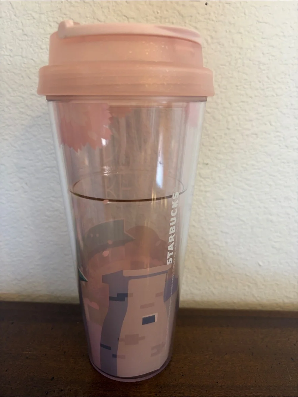 Starbucks Gyeongju South Korea Pink Plastic Travel Tumbler 16oz